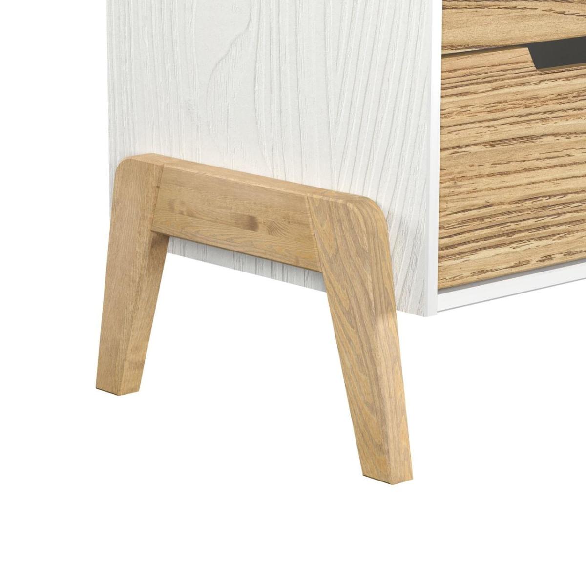 Cômoda 6 Gavetas Veneza em Madeira Branco e Carvalho 119x40x76 cm Marin