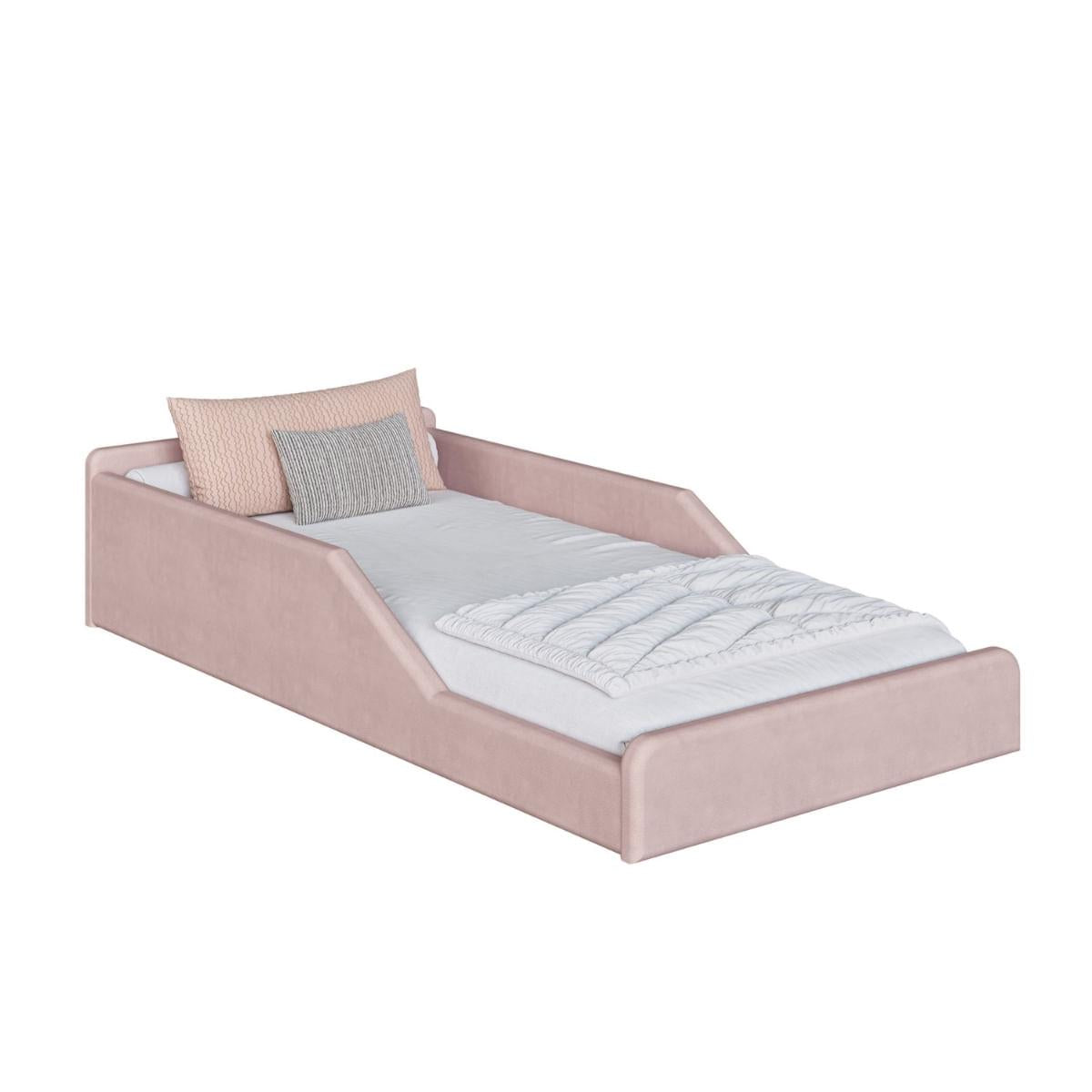 Cama Infantil Sentir Solteiro Estofada Rosa Completa Móveis