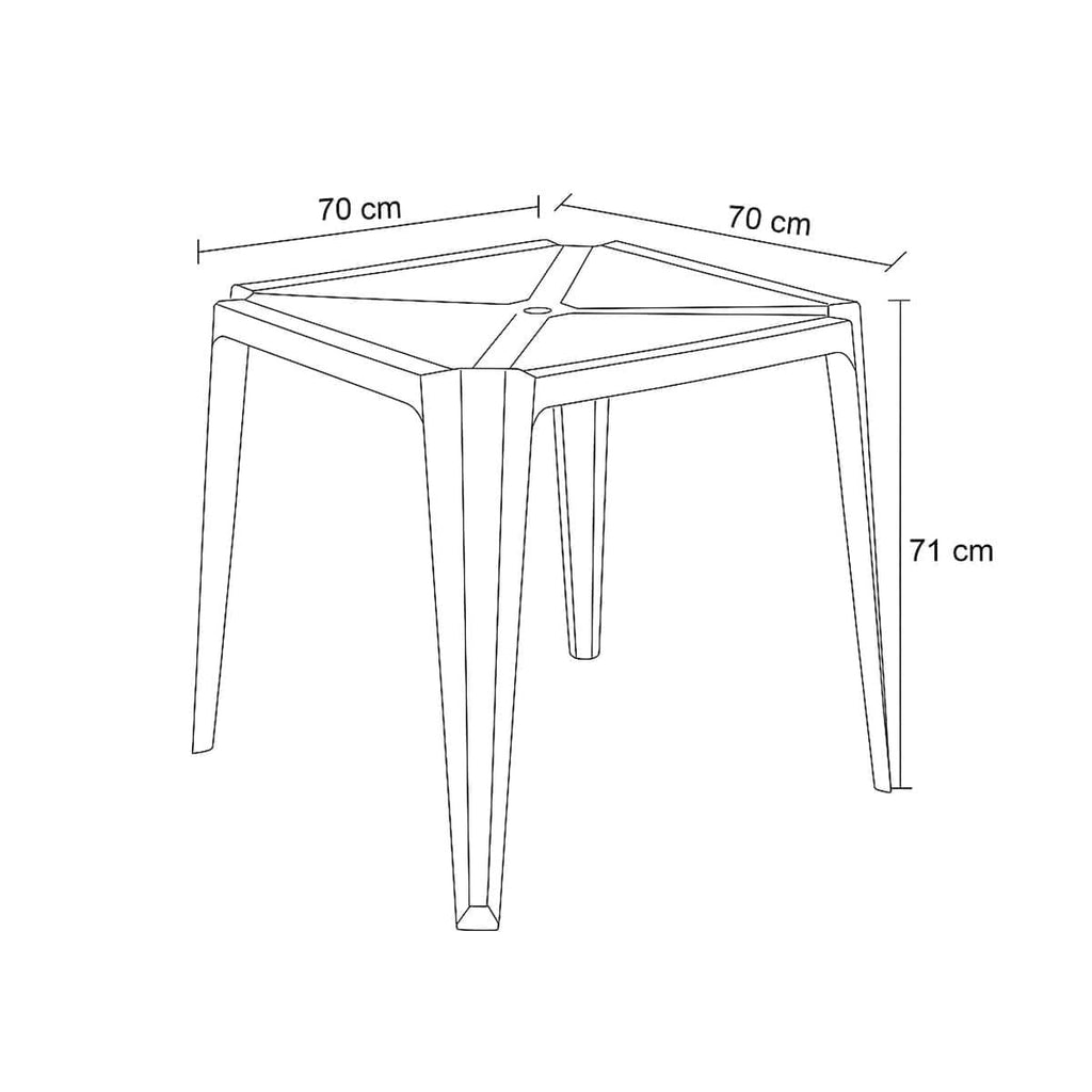 Mesa Plástica Empilhável Bar Amarela 70x70x71 cm Pisani
