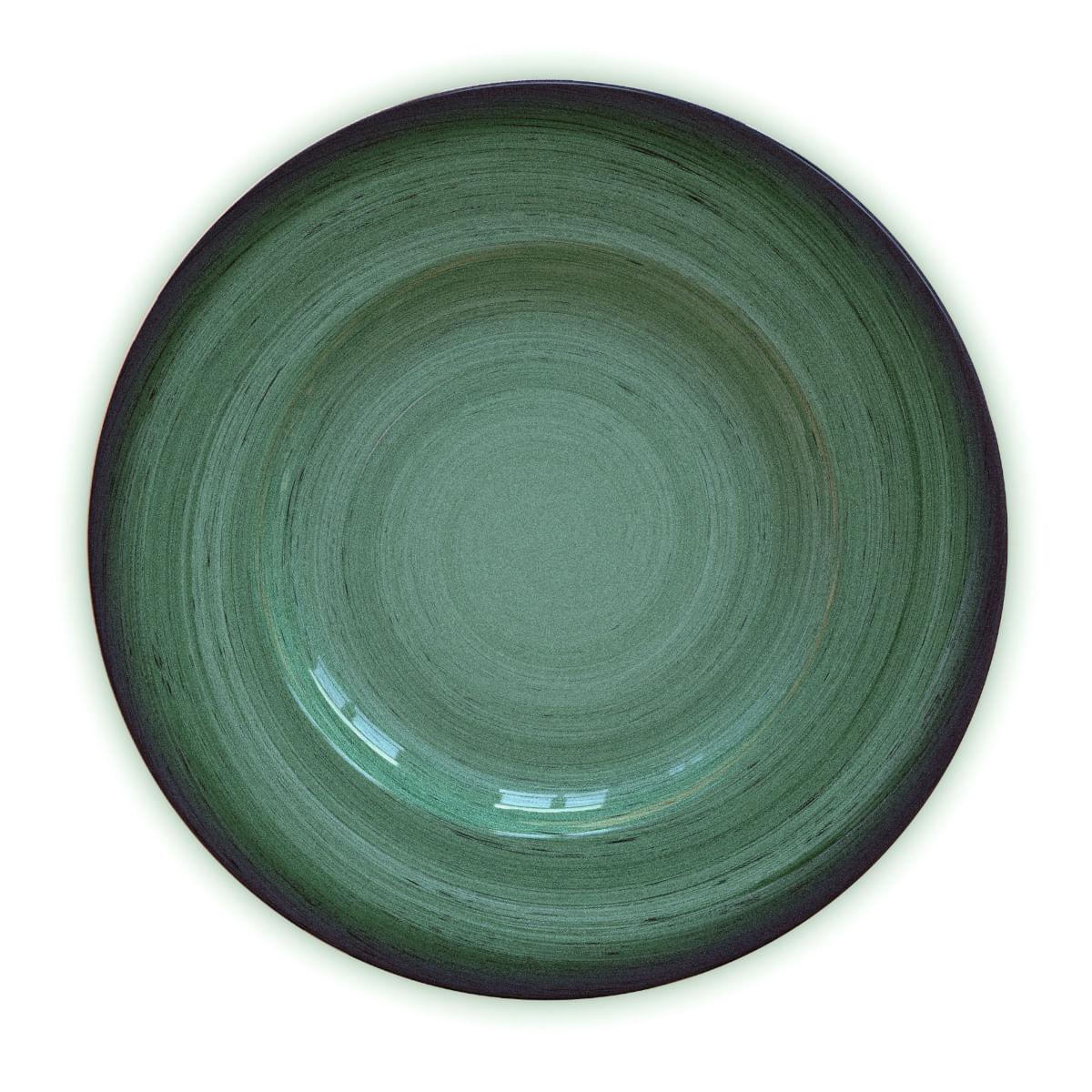 Prato Raso Tramontina Rústico Verde HS em Porcelana Decorada 27 cm