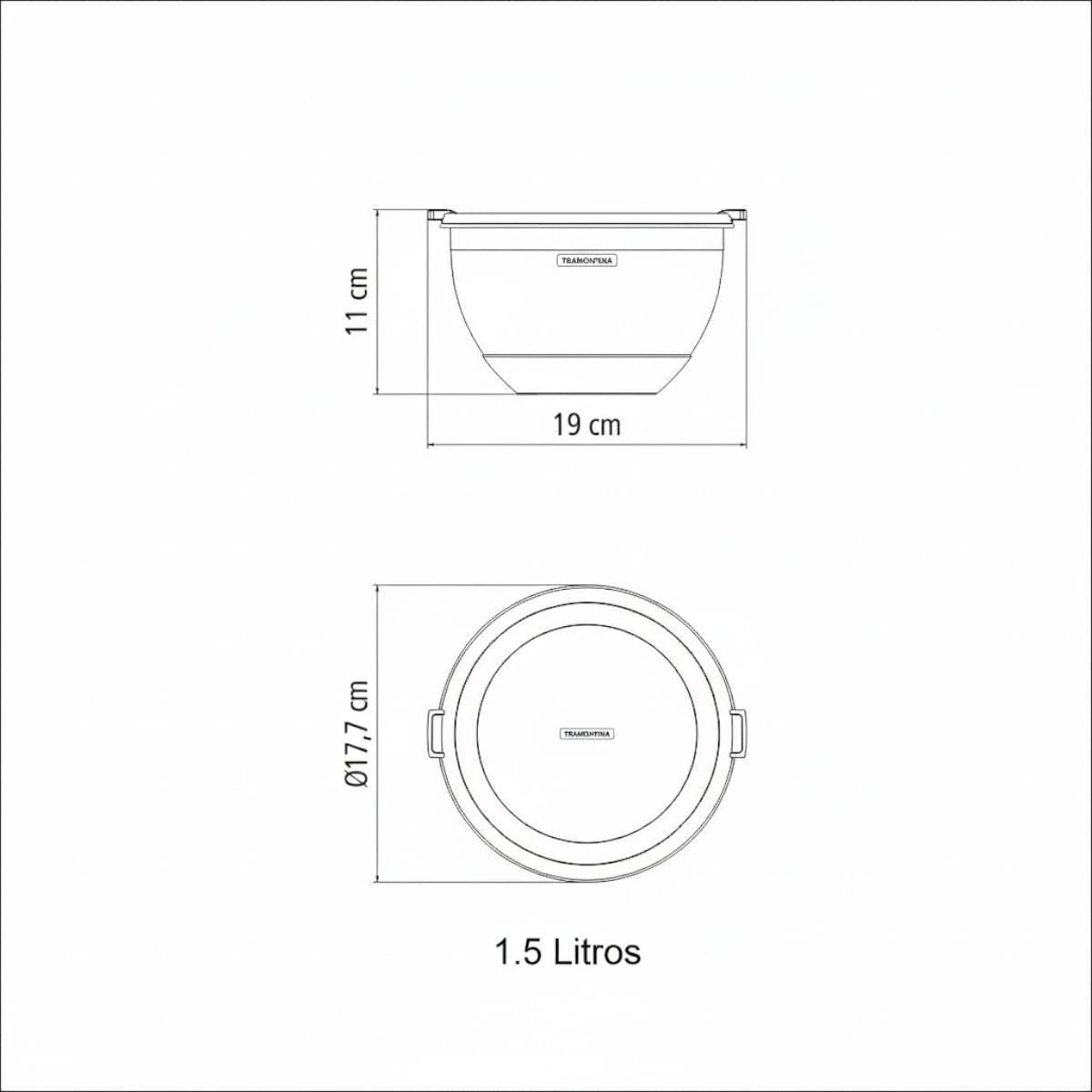 Conjunto de 3 Bowls Tramontina Cucina em Aço Inox com Tampa