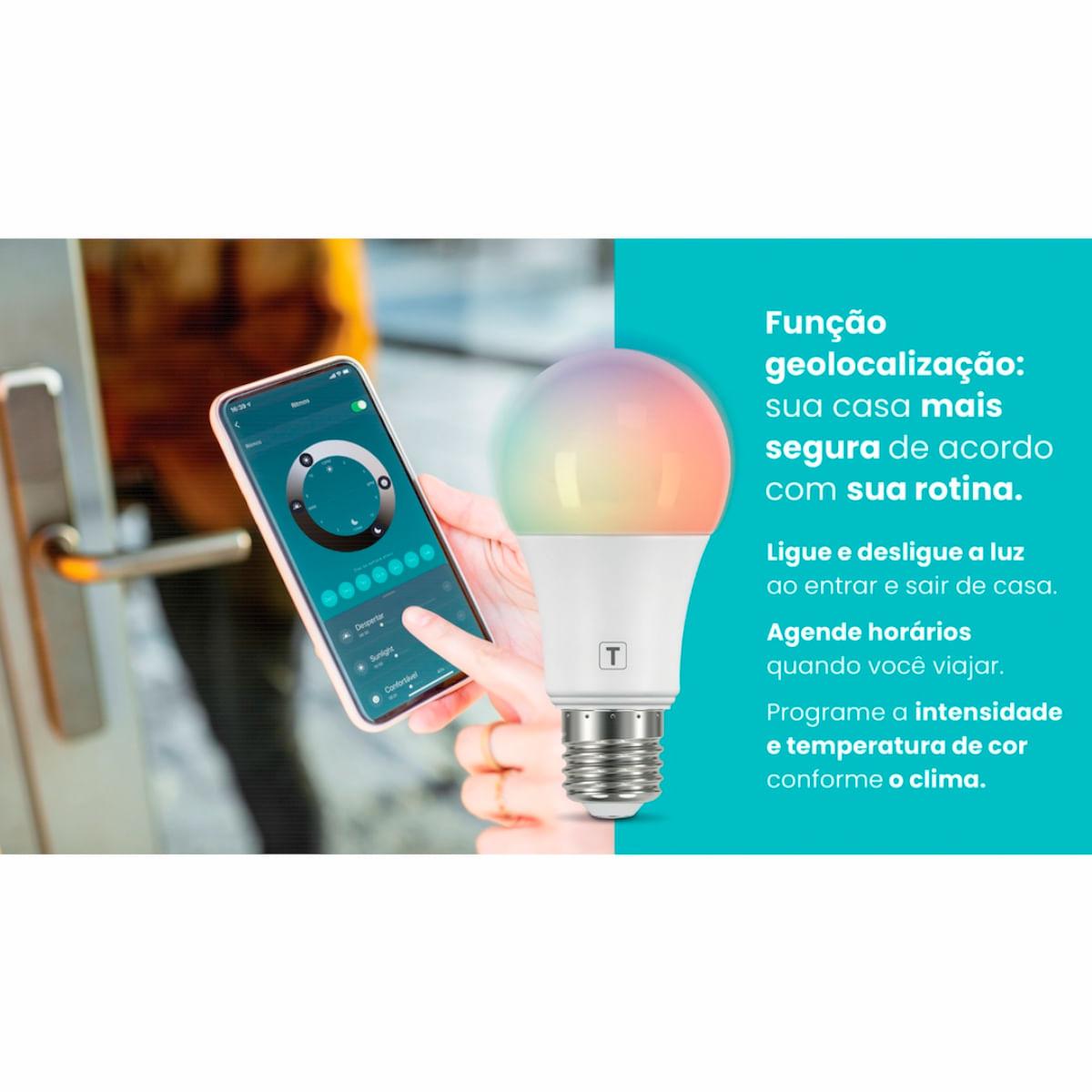 Lâmpada de LED Smart Tramontina Base E27 10 W Bivolt com 16 Milhões de Cores RGBW Wi-Fi + Bluetooth
