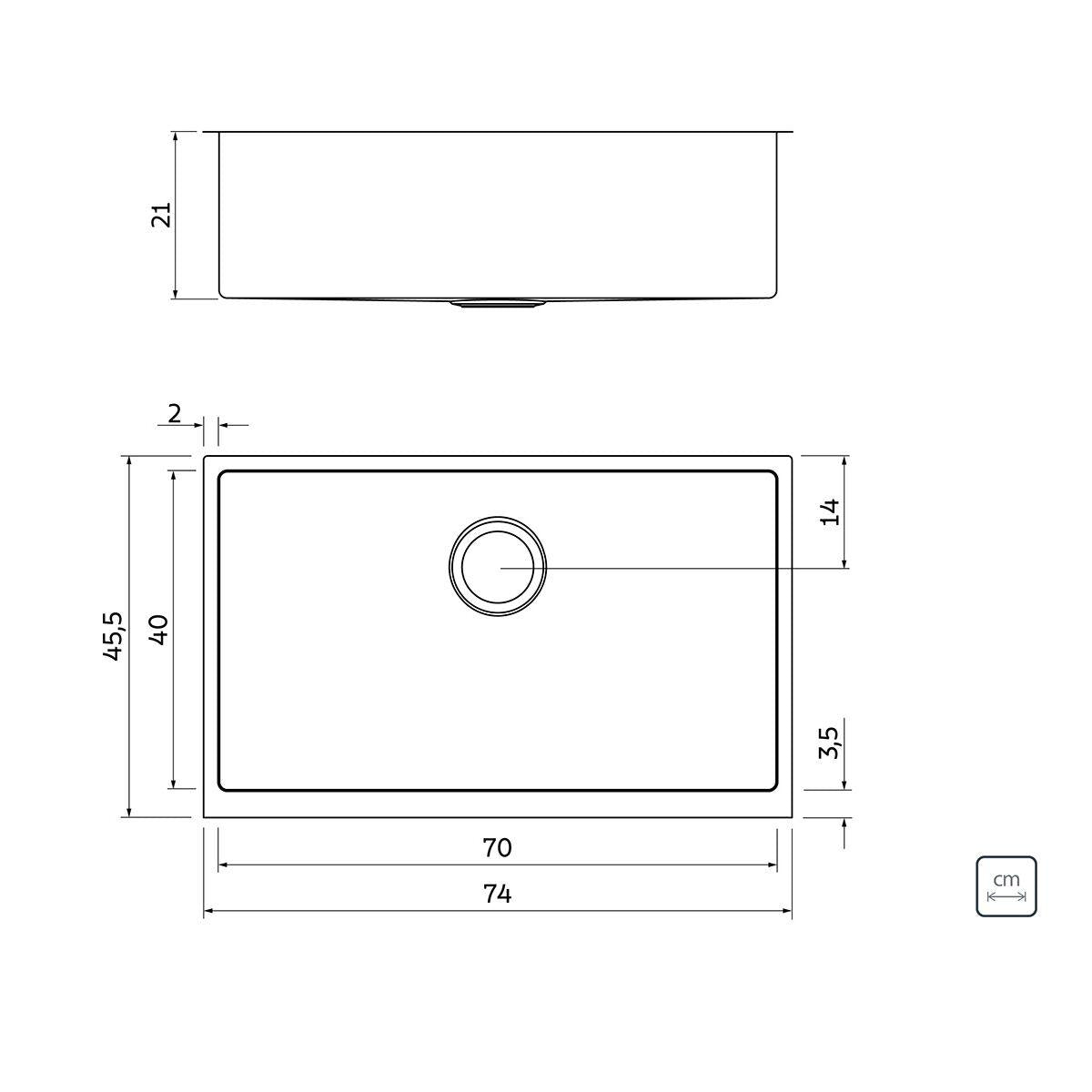 Cuba Tramontina Quadrum Farm 1C 70 em Aço Inox Scotch Brite 70x40x21 cm OUTLET