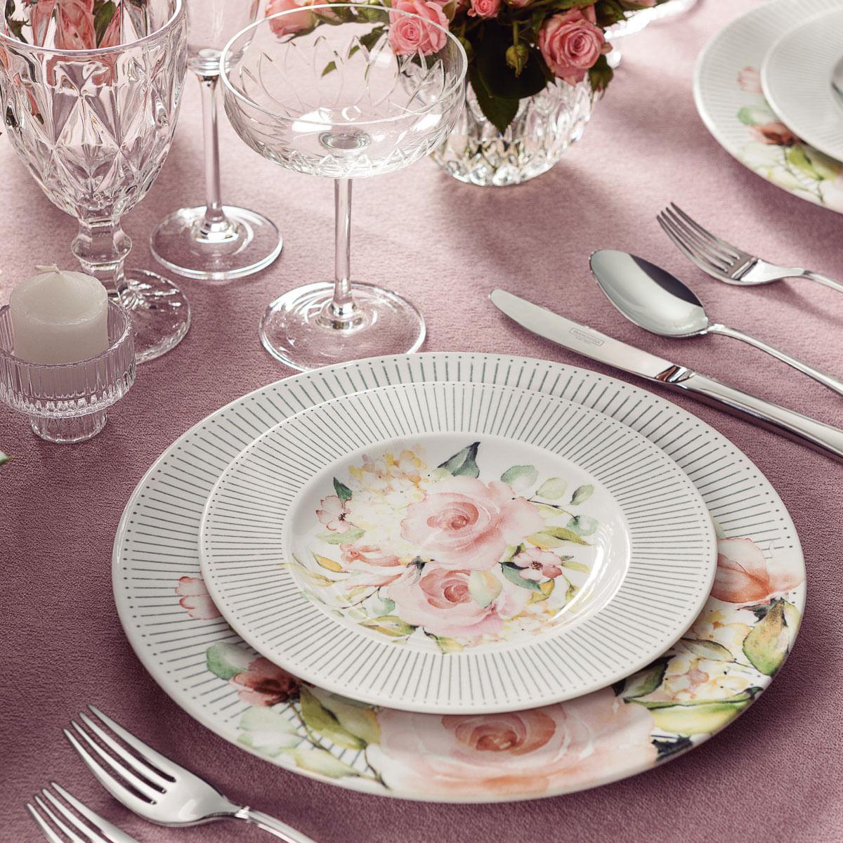 Jogo de Pratos Tramontina Ornatta em Porcelana Decorada 12 Peças