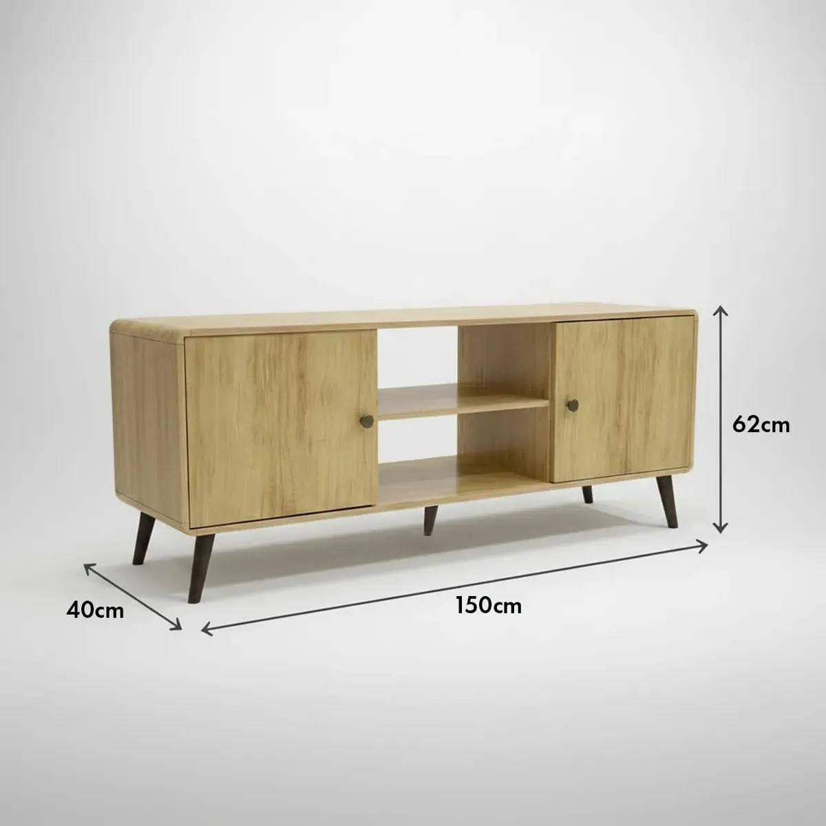 Rack Estante para TV Curve 2 Portas 150cm Mel Marrom Movelbento
