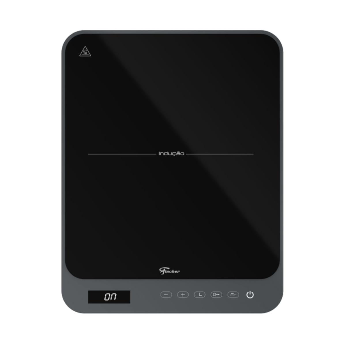 Cooktop de Indução Portátil Fischer 1 Boca Bivolt Touch Screen Cinza Eiger