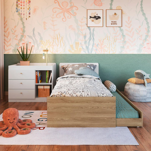 Berço Cama com Cômoda e Cama Auxiliar Aveiro Branco Completa Móveis