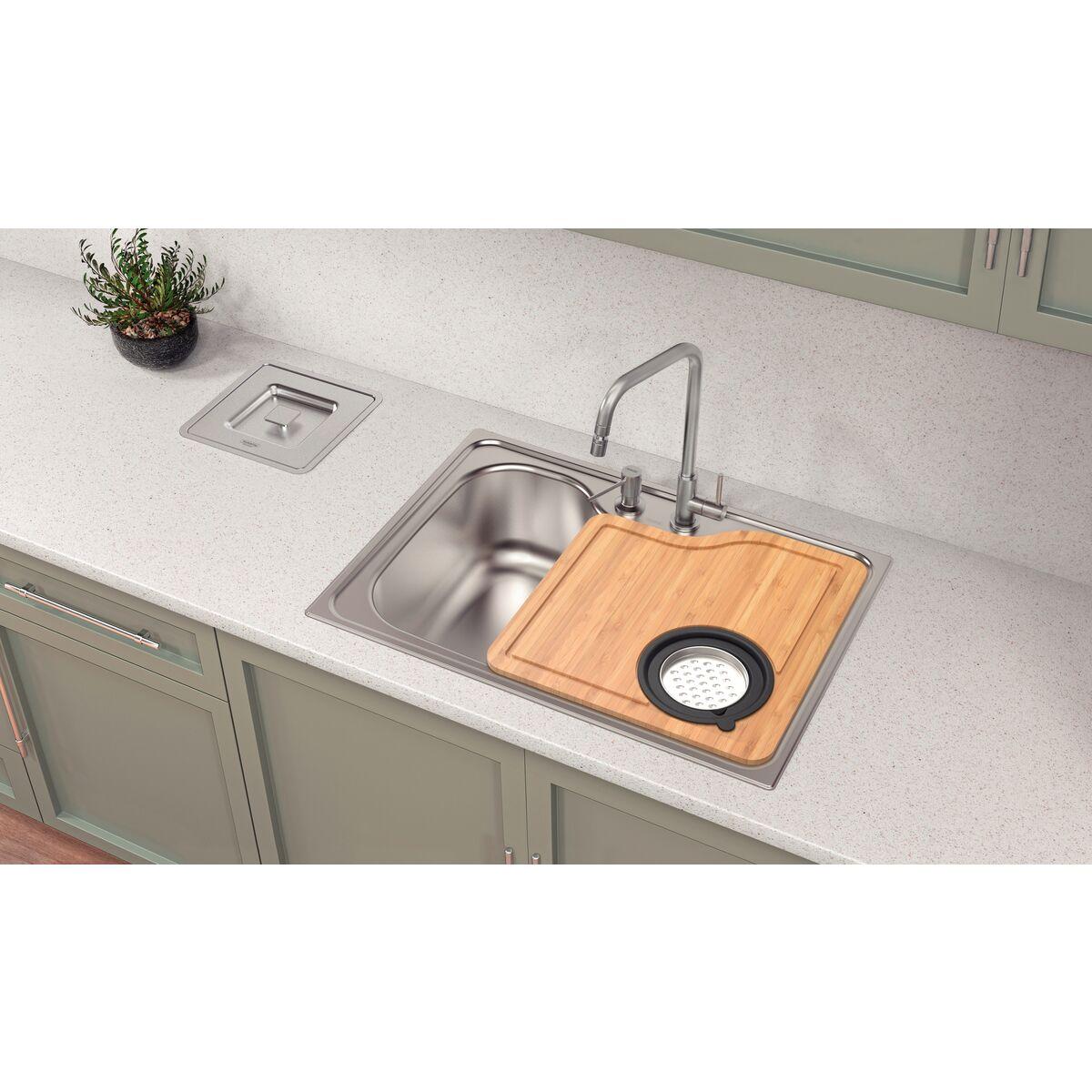 Cuba de Sobrepor Tramontina Morgana 60 FX Aço Inox com Dosador de Sabão Tábua e Bowl Ralador