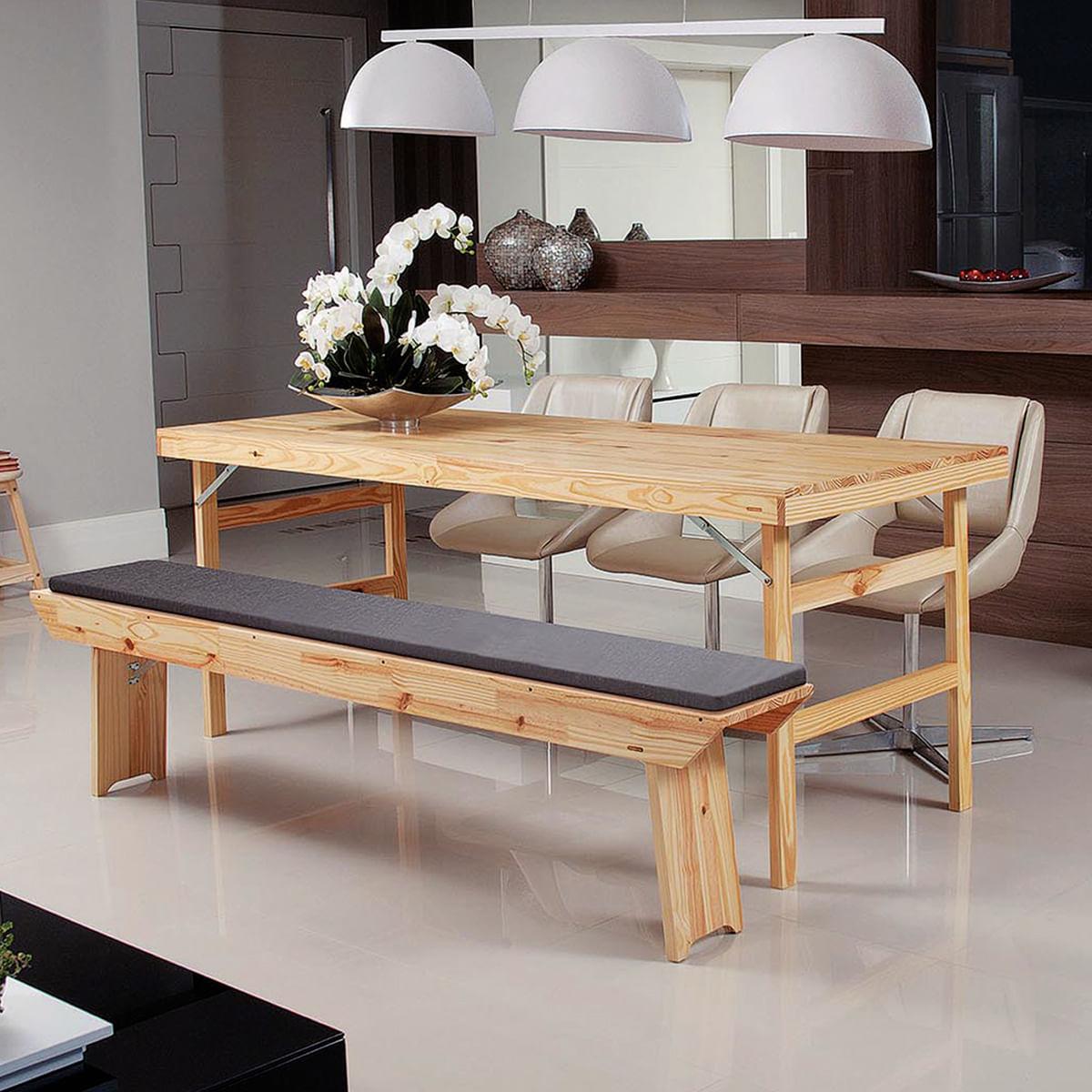 Mesa Tramontina Dobrável de Madeira Natural de Pinus 200 x 80 cm