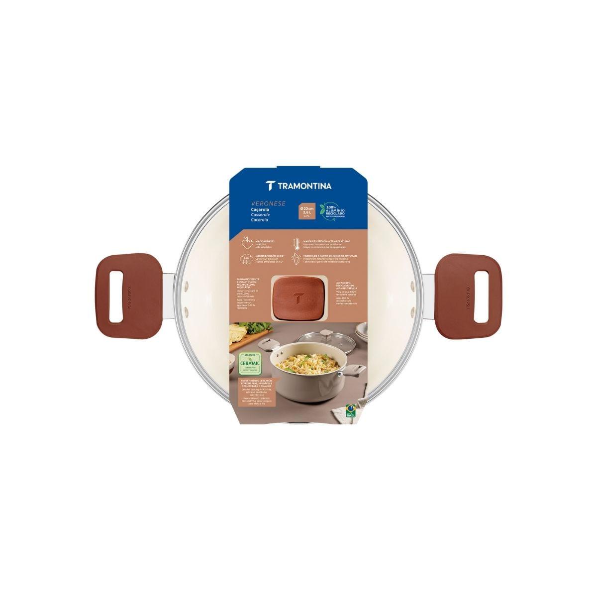 Caçarola Tramontina Veronese Alumínio e Cerâmica Argila 22cm 3,6 L