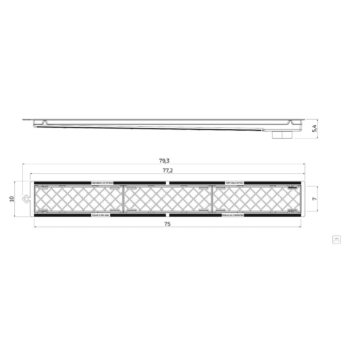 Ralo Oculto Tramontina Slim Hide em PVC 75 x 7 cm