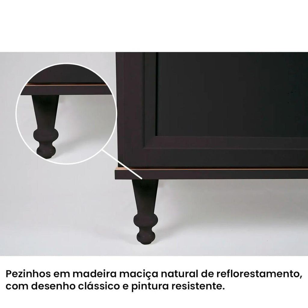 Aparador Buffet Ditália 2 Gavetas 2 Portas Preto R-629