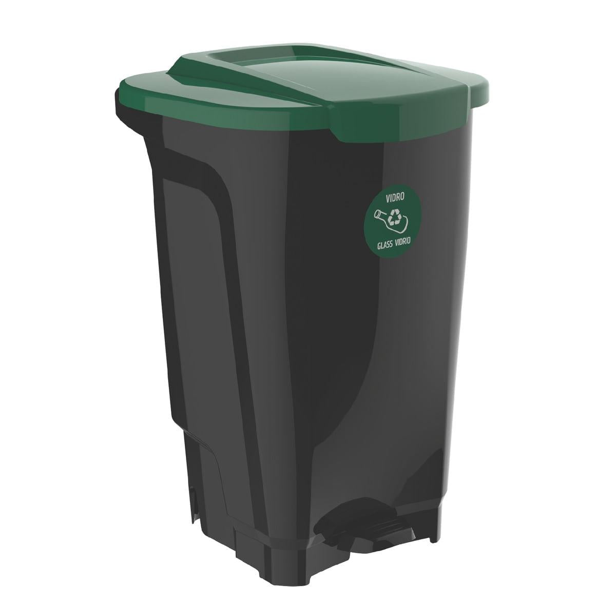 Lixeira T-Force 100 Litros Preta com tampa Verde Tramontina 92814209