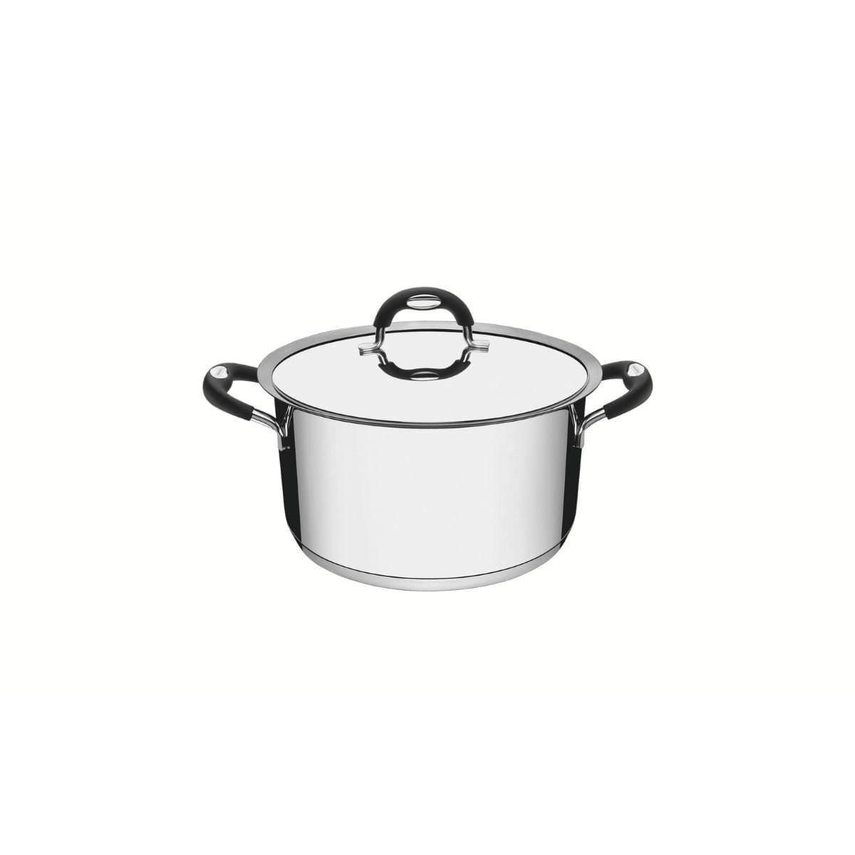 Caçarola Funda Tramontina Duo Silicone em Aço Inox 16 cm 1,8L Fundo Triplo Compatível com Indução