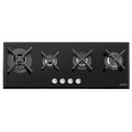 Cooktop a Gás Tramontina Slim Glass Flat 4GG B 100 Safestop em Vidro Temperado Preto e Trempes em Ferro Fundido
