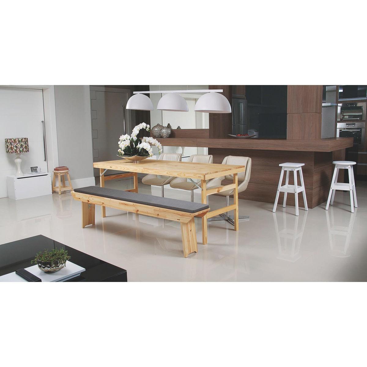 Conjunto Mesa e 2 Bancos em Madeira Naturalle Natural Tramontina 91750100