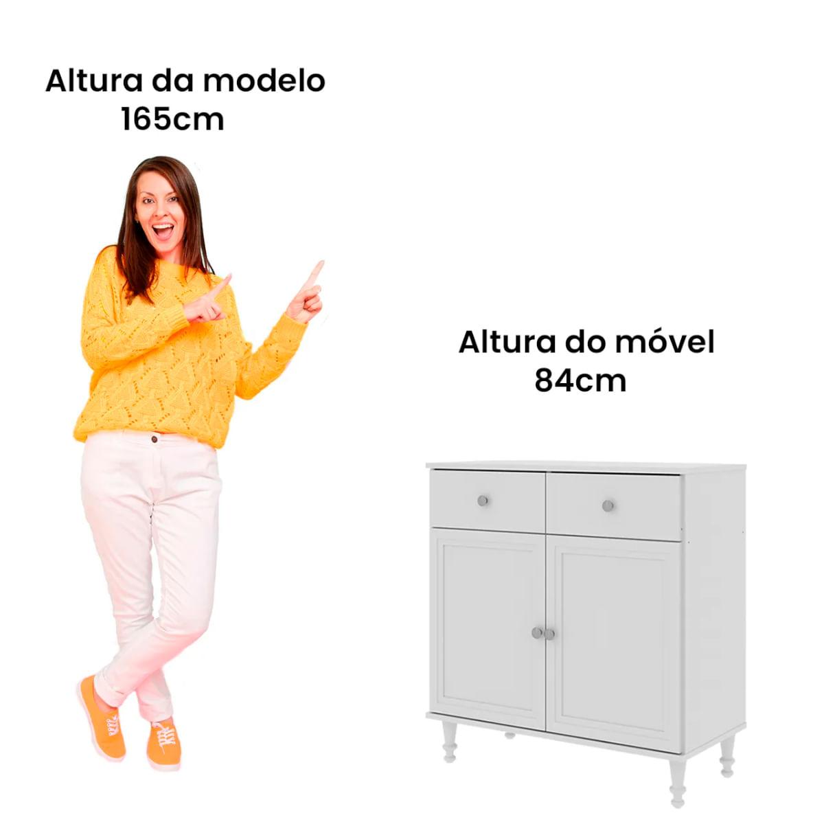 Aparador Buffet Ditália 2 Gavetas 2 Portas Branco R-629