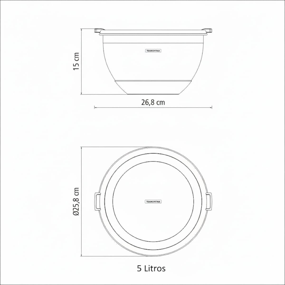 Conjunto de 3 Bowls Tramontina Cucina em Aço Inox com Tampa