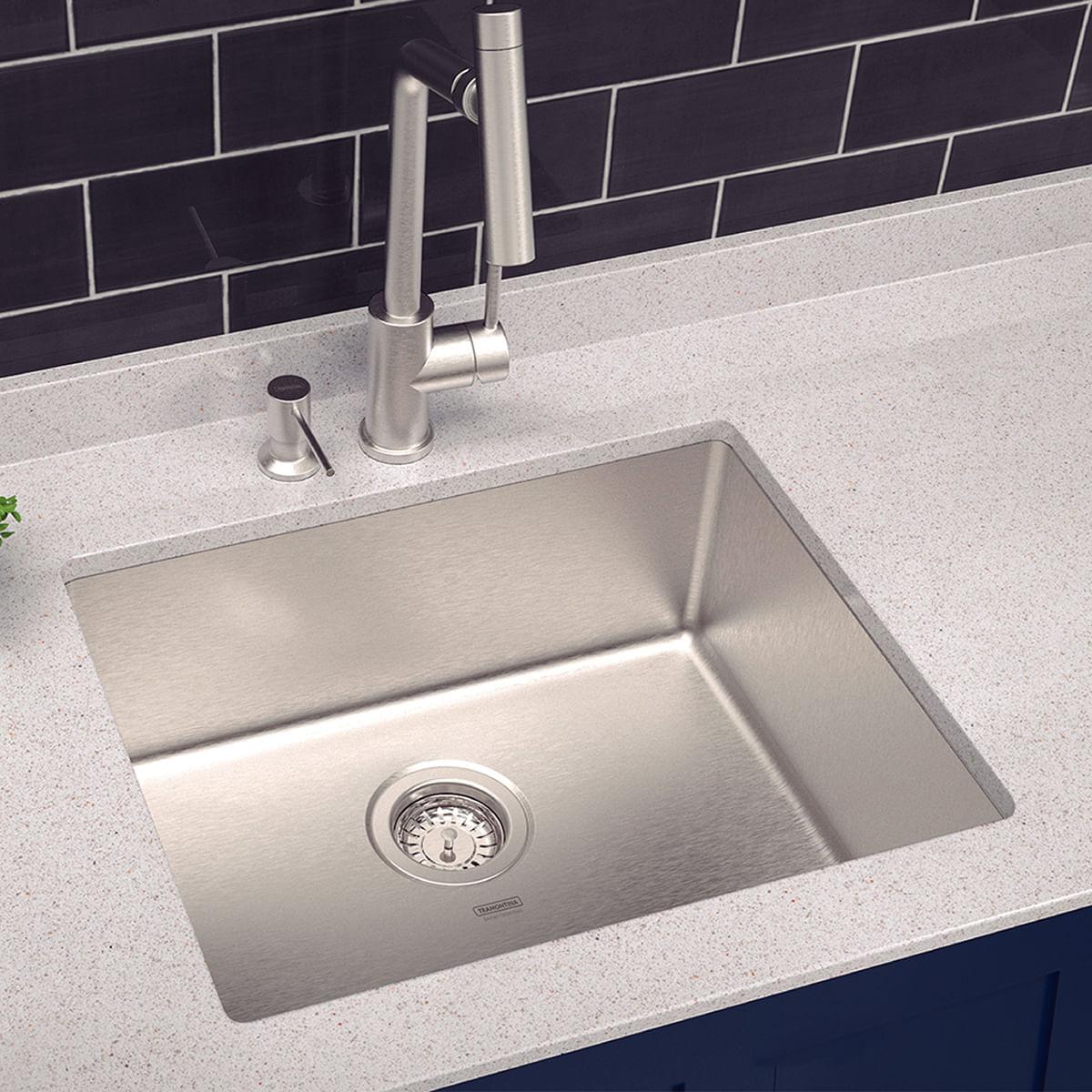 Cuba de Embutir Quadrum Tramontina 50x40x20 cm Aço Inox Acetinado Outlet