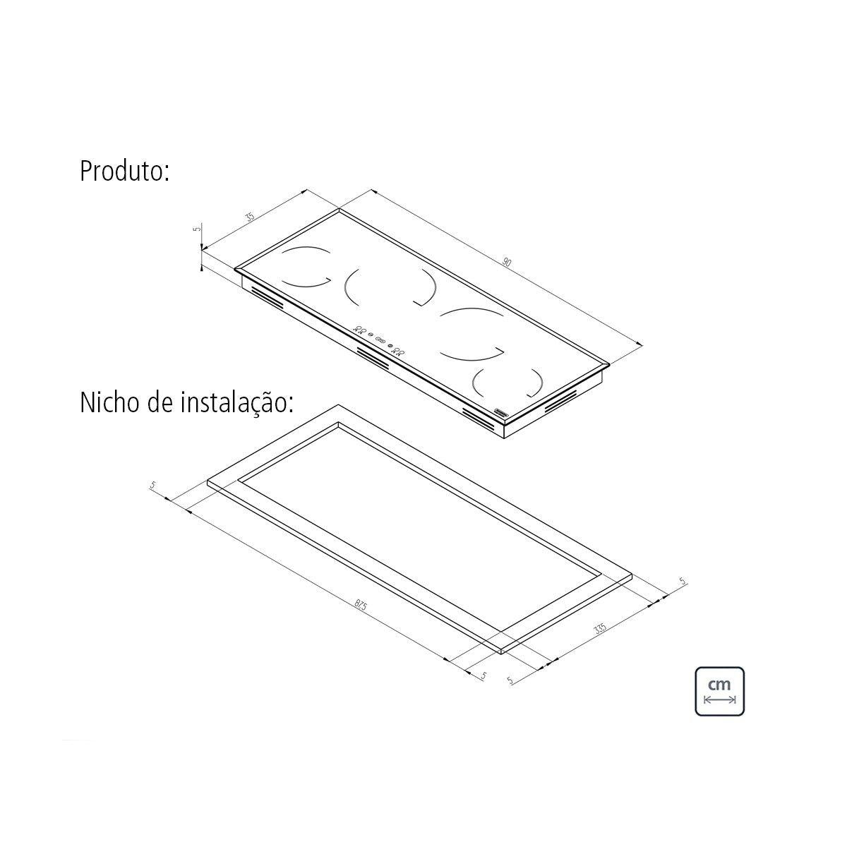 Cooktop por Indução Tramontina New Slim Lune Touch 4EI 90