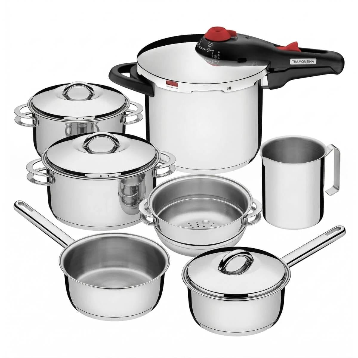 Kit Jogo de Panelas Tramontina Solar 7 Peças Aço Inox Indução