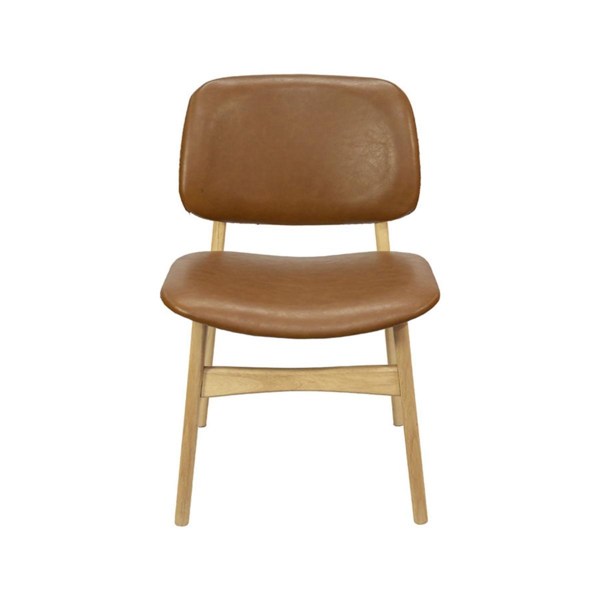 Cadeira Sela Or Design em Madeira Clara com PU Caramelo