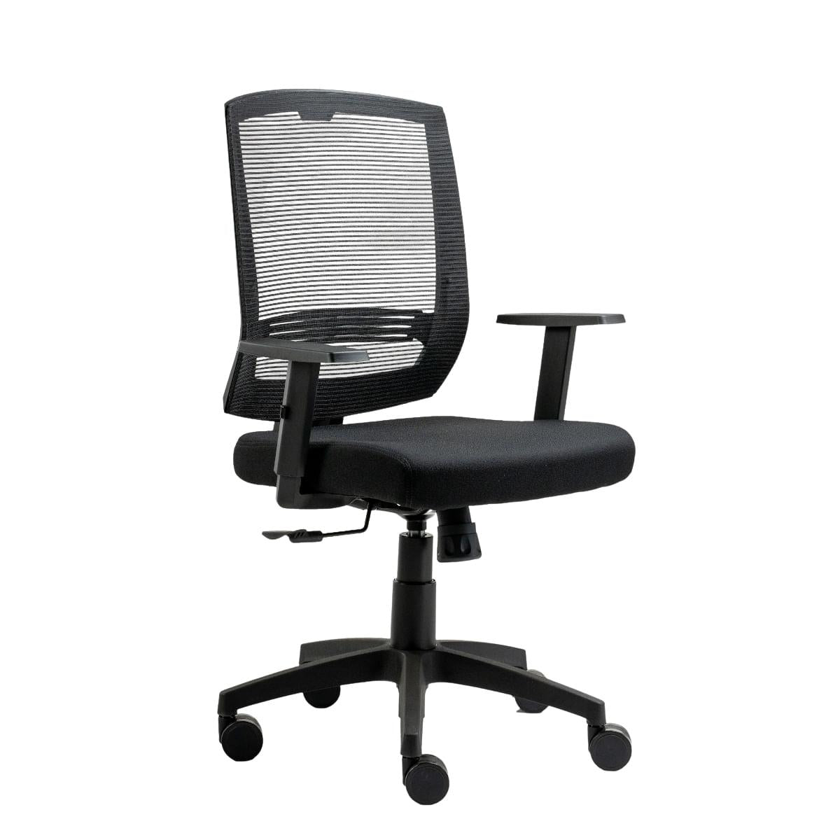 Cadeira de Escritório Giratória New Opus Roal Preta Encosto em Tela Base Nylon Syncron