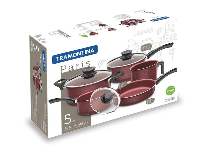 Jogo de Panelas Starflon 5 Peças Vermelho Paris Tramontina 20599987