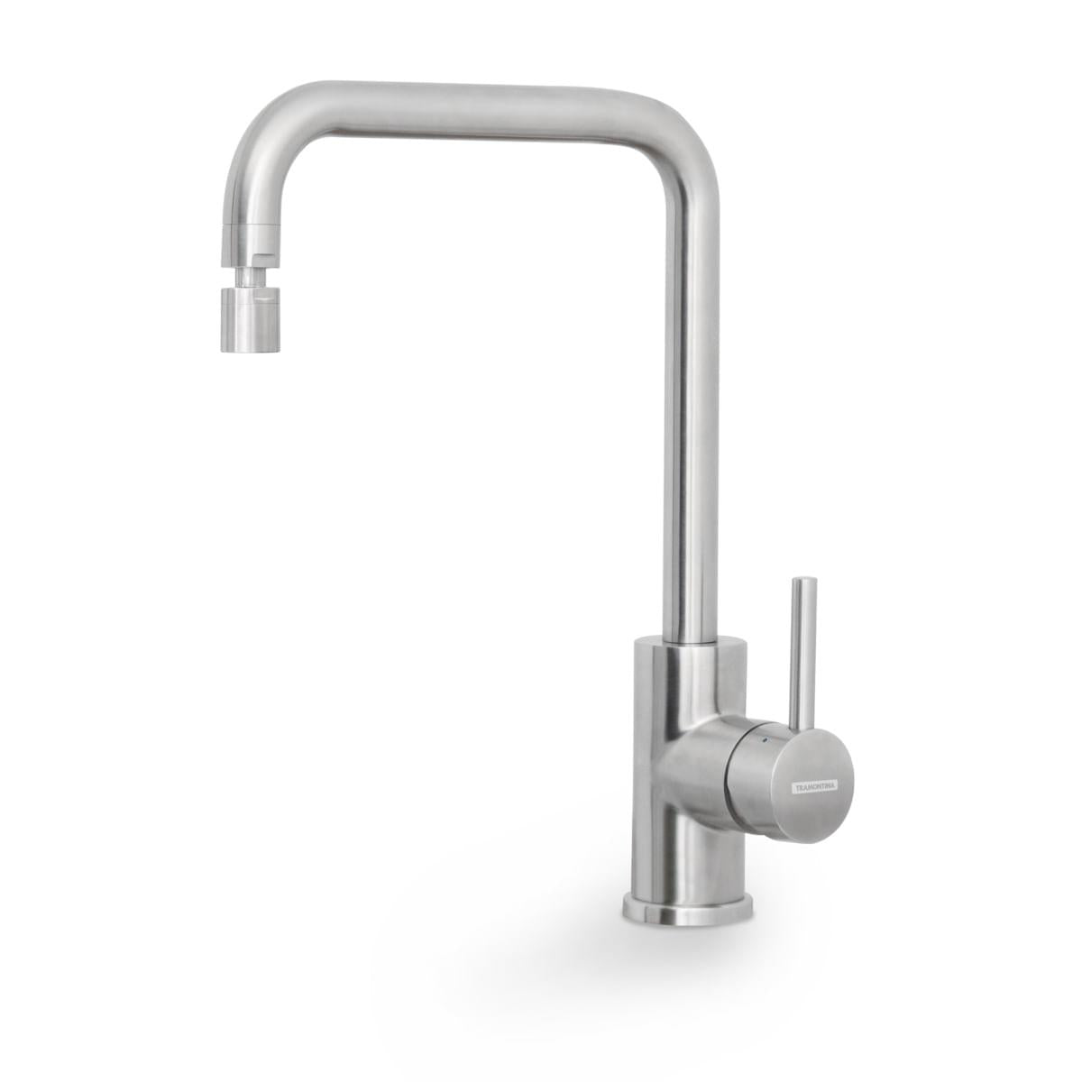 Misturador Monocomando Tramontina Angolare em Aço Inox com Bica Articulada