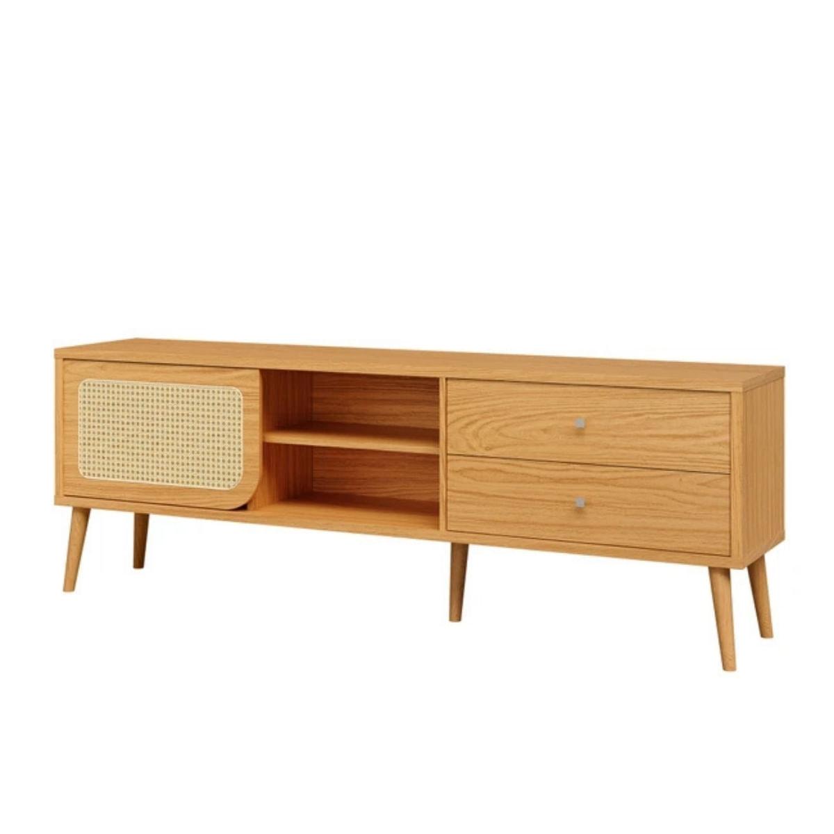 Rack Tela 180cm com Porta de Correr e 2 Gavetas Carvalho Rosé Dalla Costa