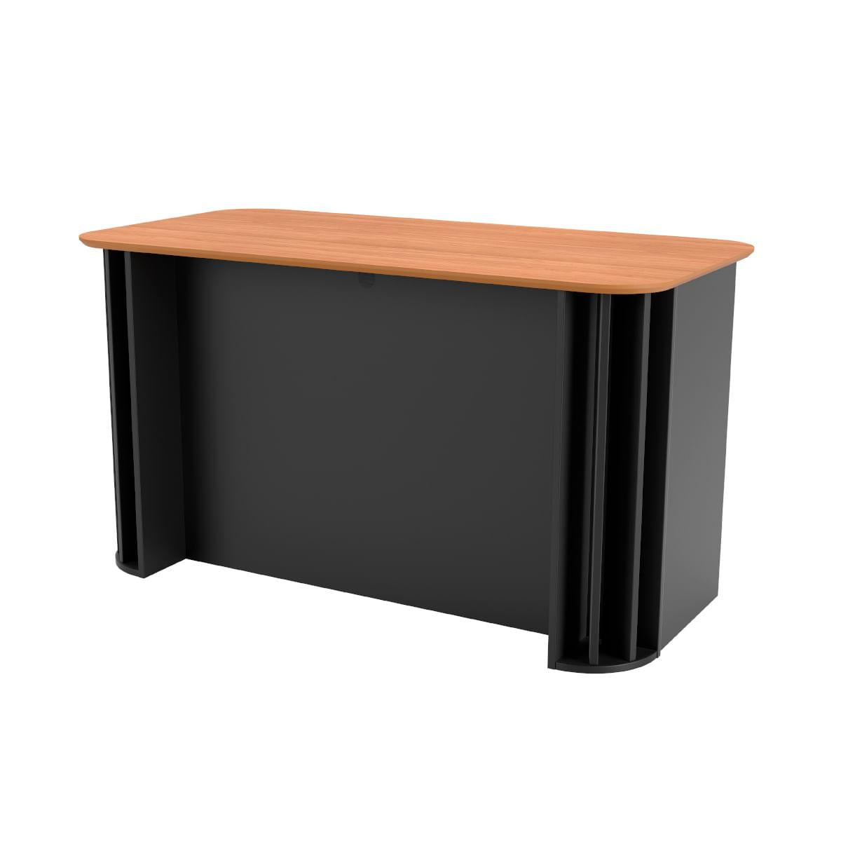 Mesa de Escritório Ripada em MDF 135x68 cm 1 Gaveta Freijó com Preto Fosco Dalla Costa