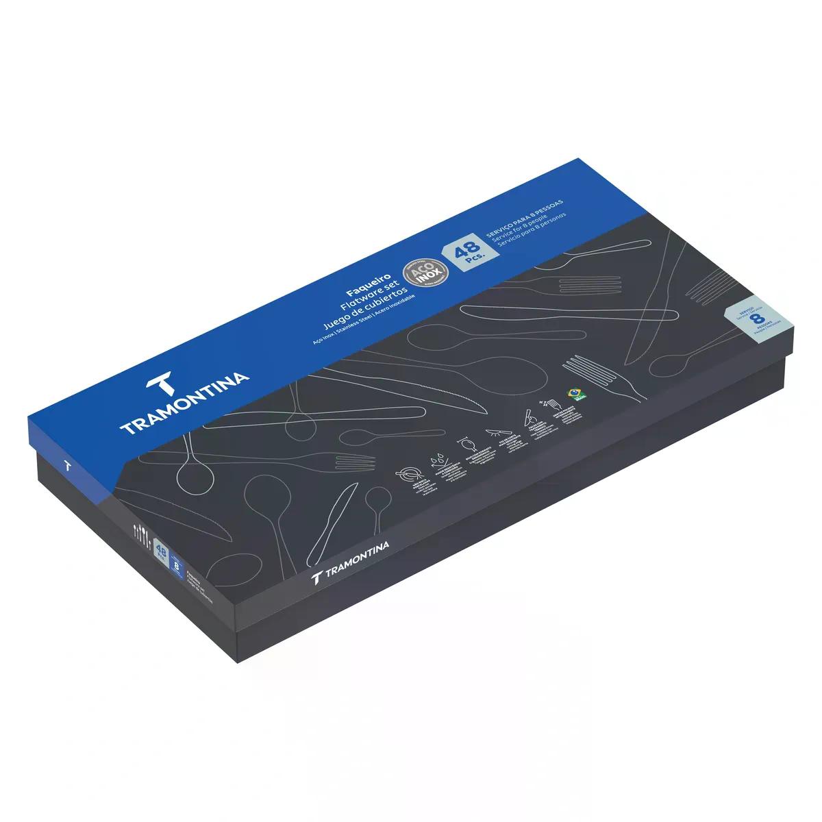 Faqueiro Tramontina Italy Aço Inox 48 Peças com Facas para Churrasco