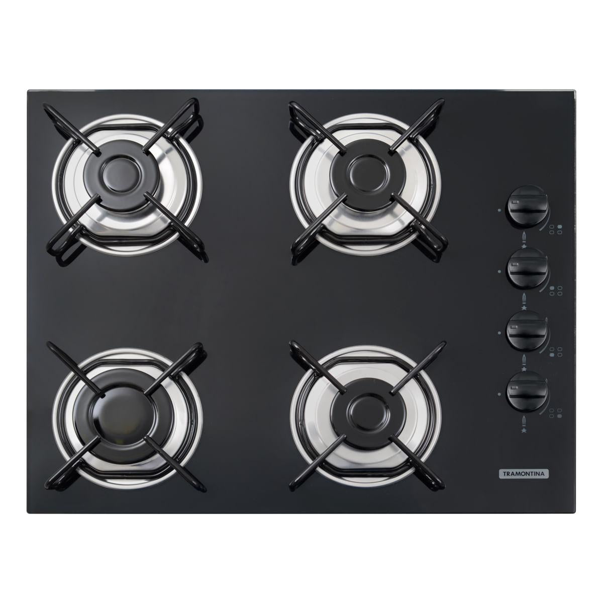 Cooktop a Gás Tramontina Brasil Vidro Temperado Preto 4 Queimadores