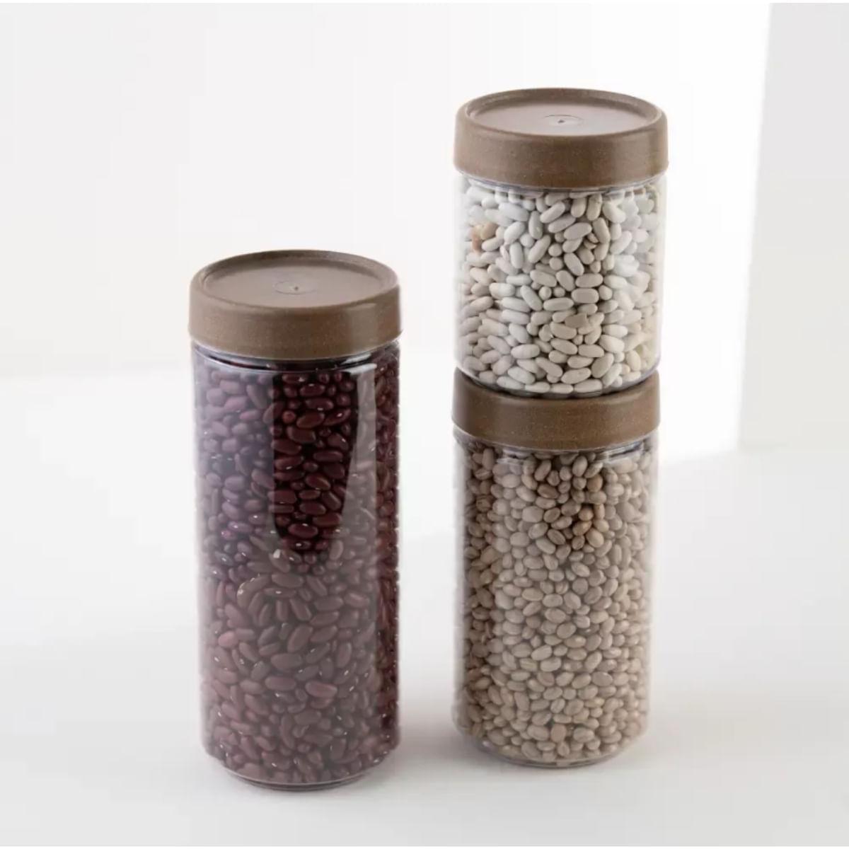 12un Pote Multiuso Plástico Bazar 1400ml com Tampa Amadeirado G1124 Galvanotek