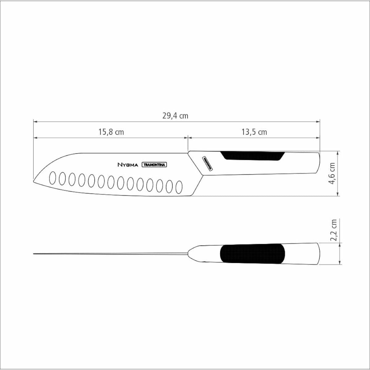 Faca Santoku Tramontina Nygma em Aço Inox e Polipropileno Preto 7"