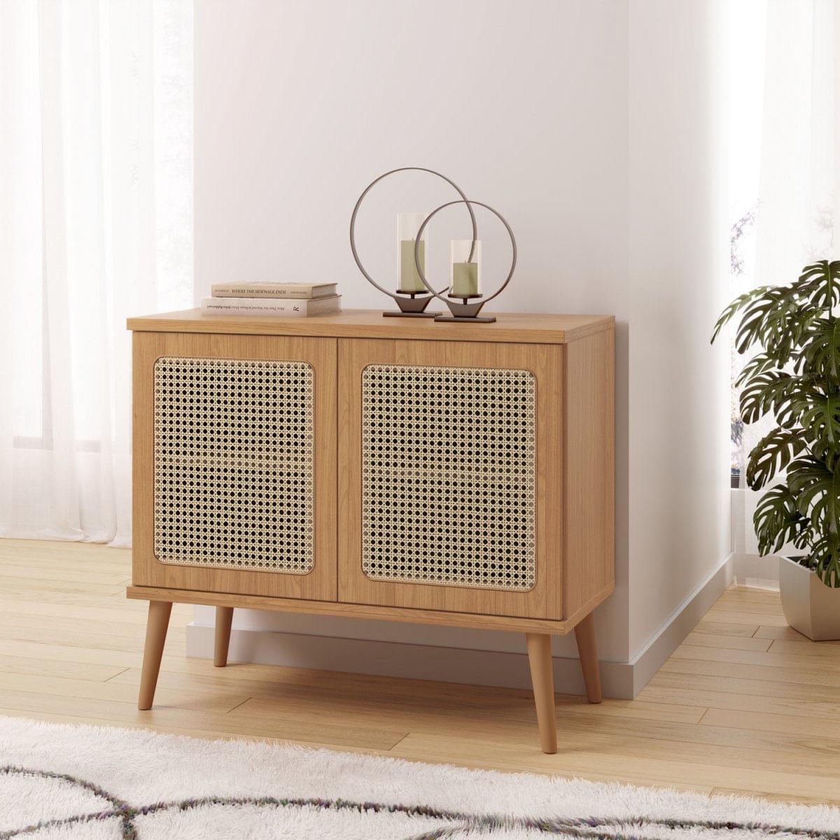 Balcão em MDF com Tela Natural 91 cm com 2 Portas Freijó Dalla Costa