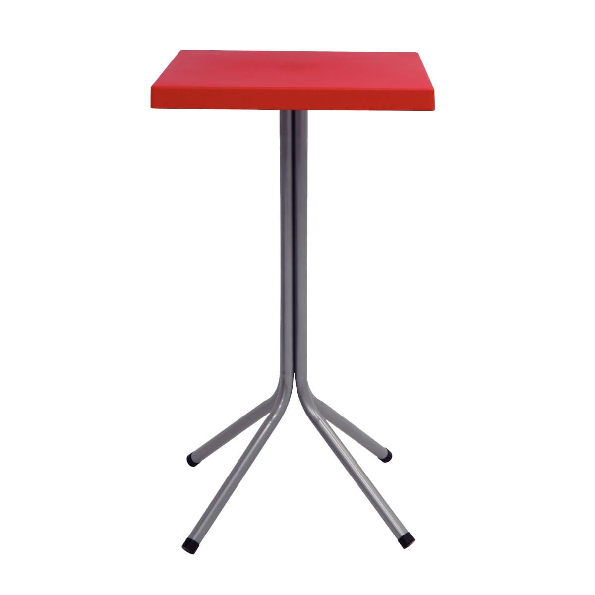 Mesa Quadrada Tramontina Sigma Alta em Polipropileno Vermelho com Base em Aço Carbono