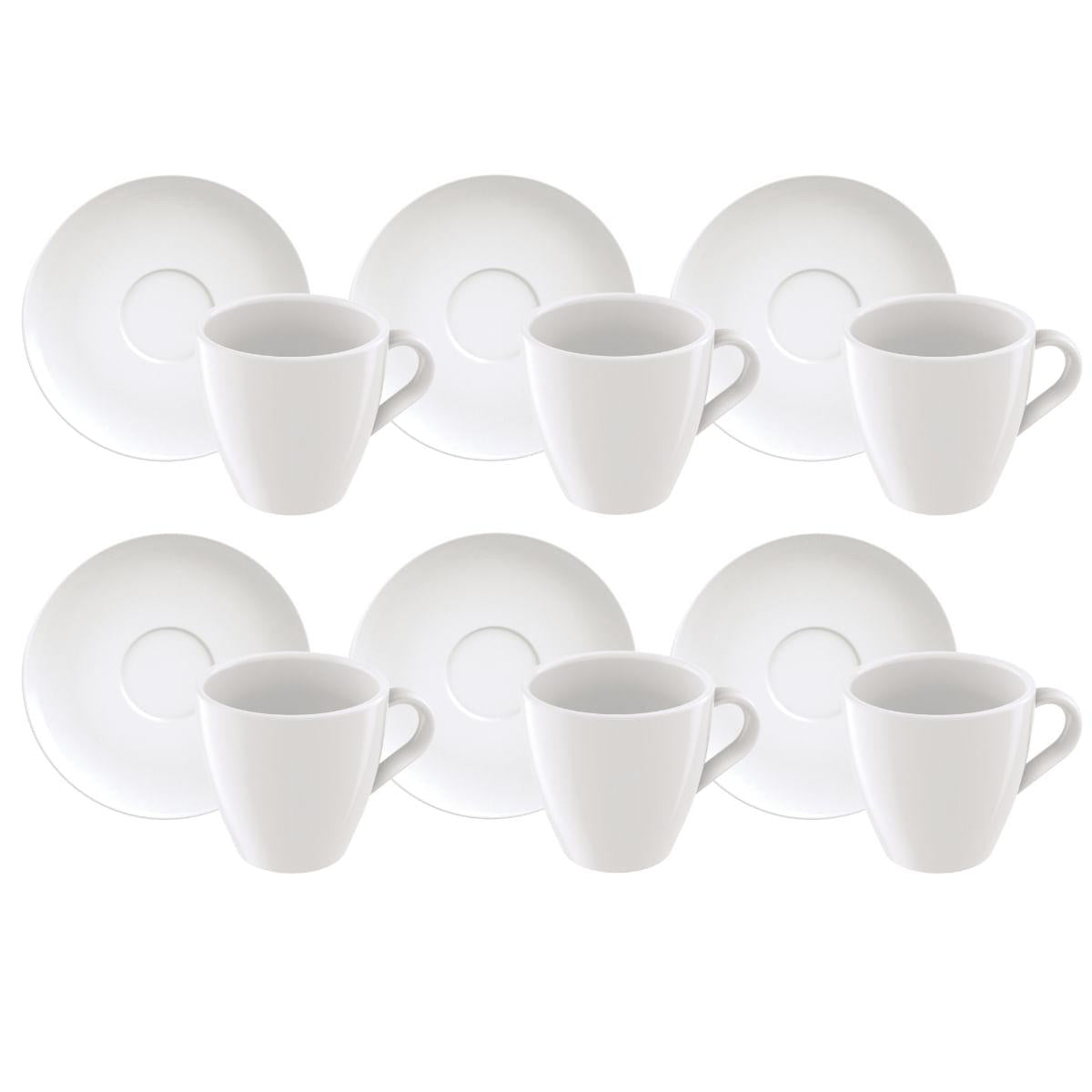 Conjunto Xícaras de Capuccino e Pires Tramontina em Porcelana 200 ml 12 Peças Outlet