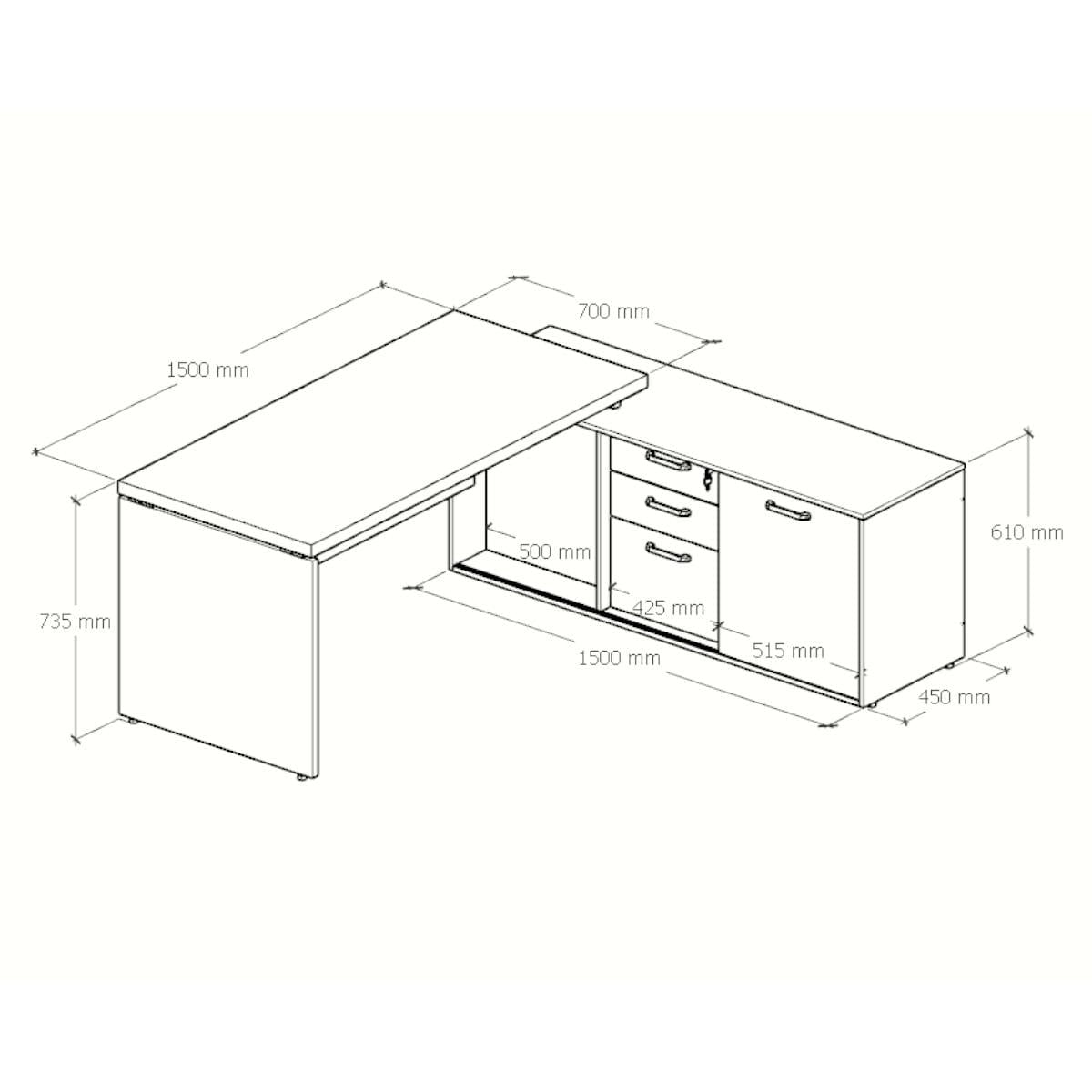Mesa para Escritorio Diretor 150x150 cm Nogal Preto Marin Brasil