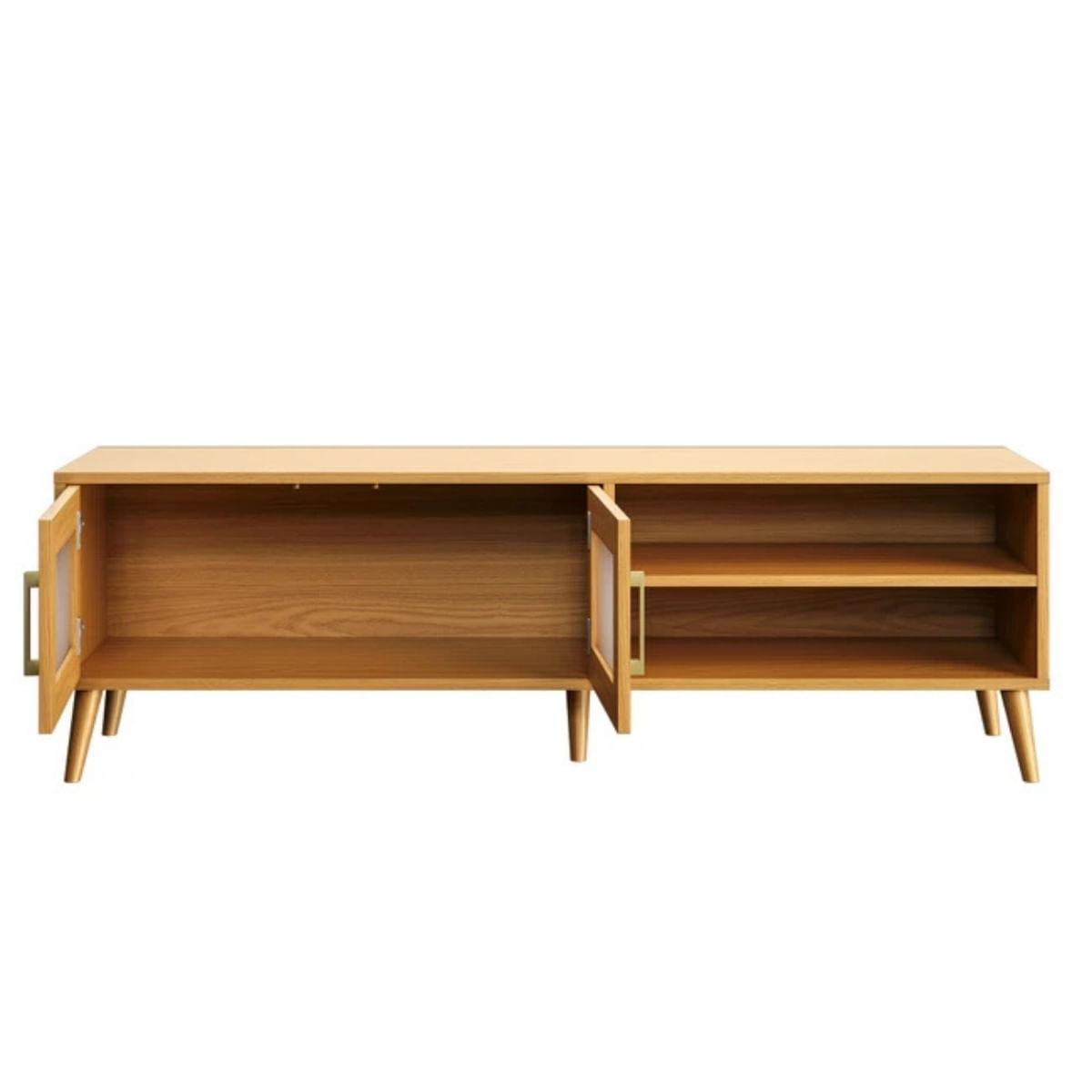 Rack Madrid 160cm 2 Portas Vidro Canelado Carvalho Rosé Dalla Costa