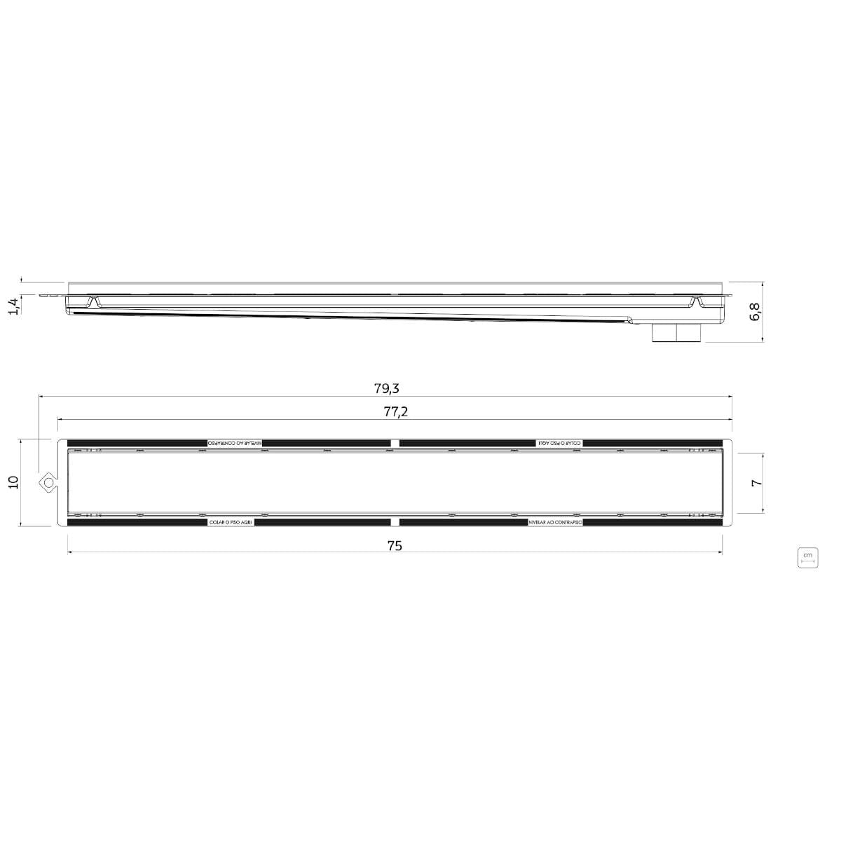Ralo Tramontina Slim em PVC com Tampa em Aço Inox Tramontina 75 x 7 cm