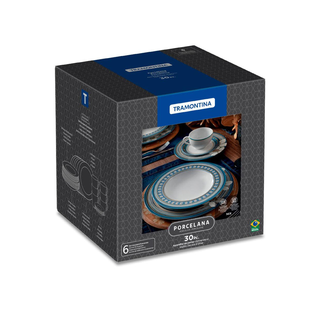 Aparelho de Jantar Tramontina Nix em Porcelana Decorada 30 Peças