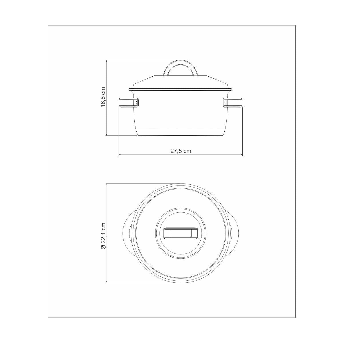 Caçarola Tramontina Solar Funda em Aço Inox Fundo Triplo com Tampa e Alças 20 cm 3,6 L