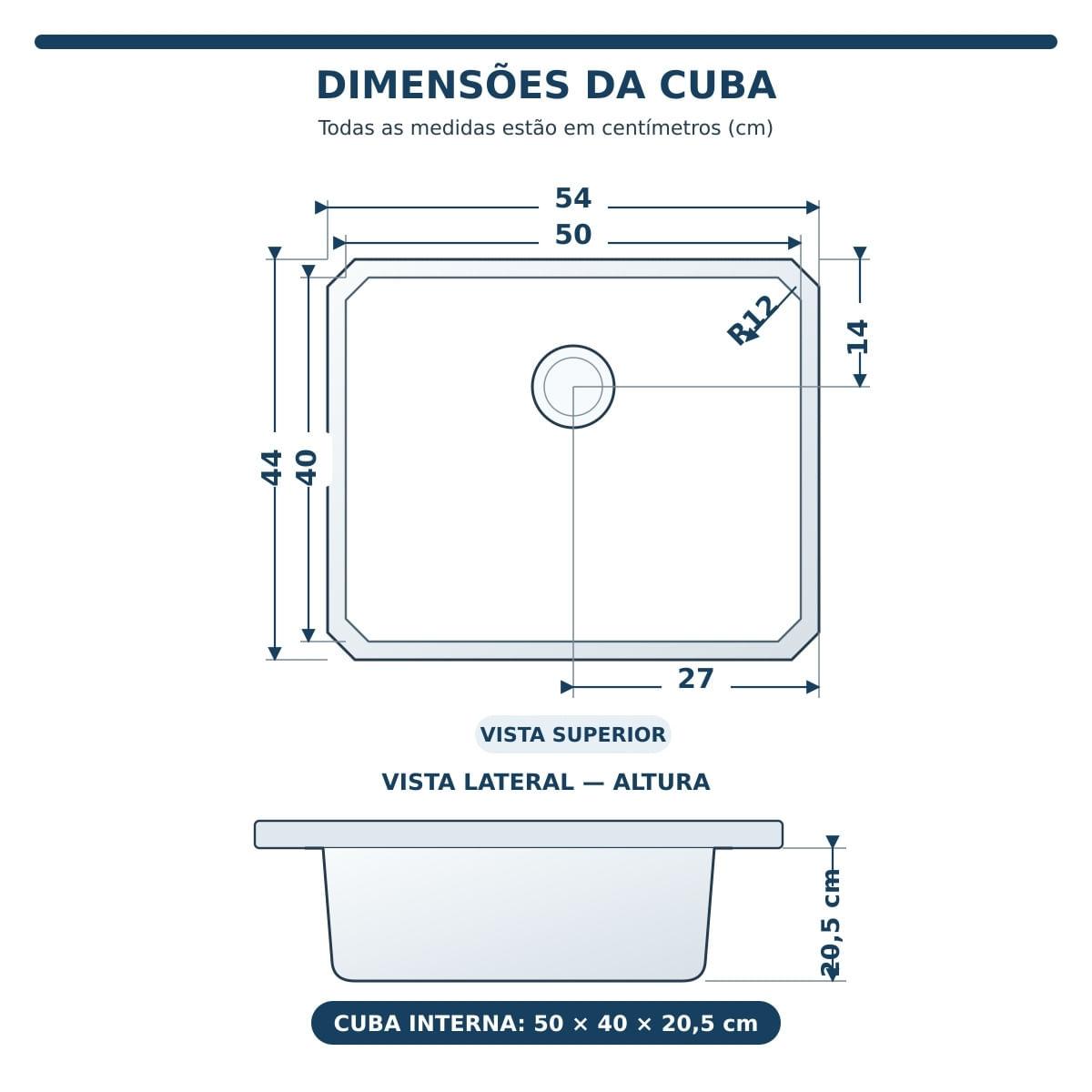 Cuba de Embutir Tramontina Quadrum 50U Inox Acetinado 50x40cm Outlet