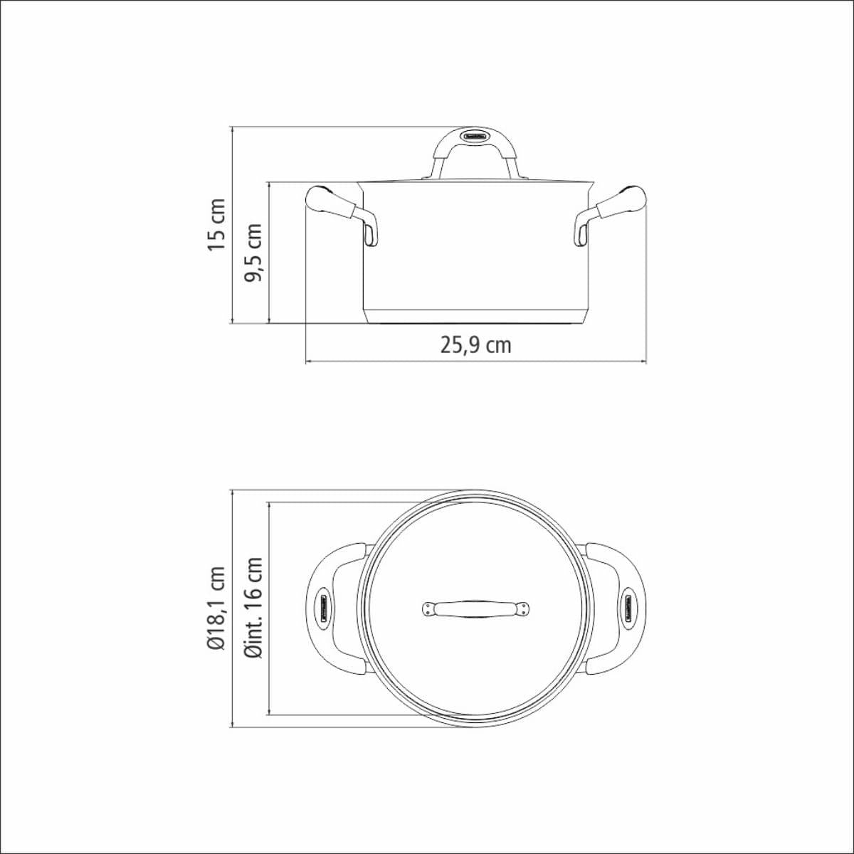 Caçarola Funda Tramontina Duo Silicone em Aço Inox 16 cm 1,8L Fundo Triplo Compatível com Indução