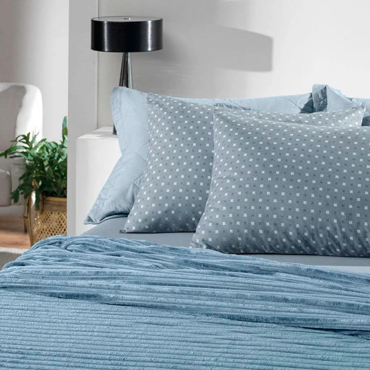 Jogo de Cama Casal Karsten 100% Algodão Alan Azul
