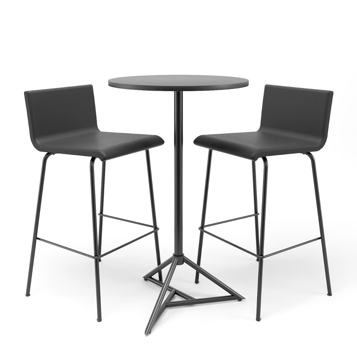 Mesa Bistrô Dot Redonda Alta Preta 60x106cm em Aço e Madeira Plaxmetal