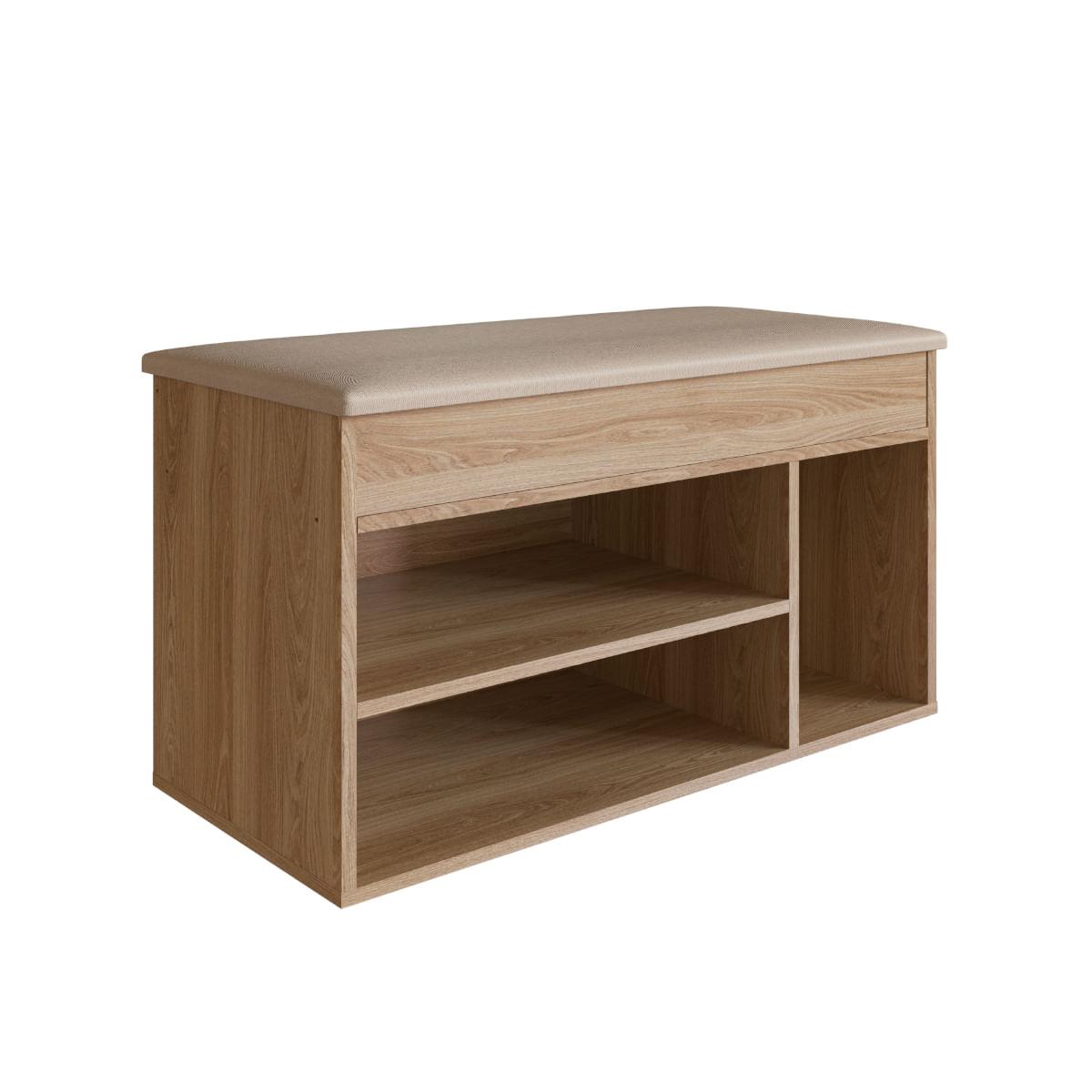 Sapateira Baú OAK com Tampo Estofado 81x38x48 cm Completa Móveis