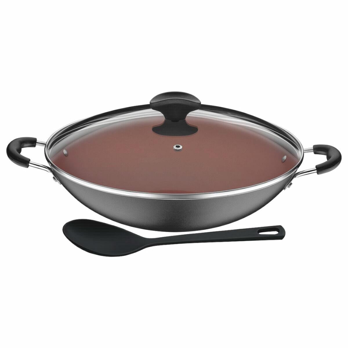 Wok Tramontina Vermont em Alumínio Antiaderente Starflon Max com Tampa Grafite 32 cm 4,5 L