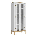 Cristaleira Colonial 75x41x180cm Branco Mel 2 Portas Movelbento